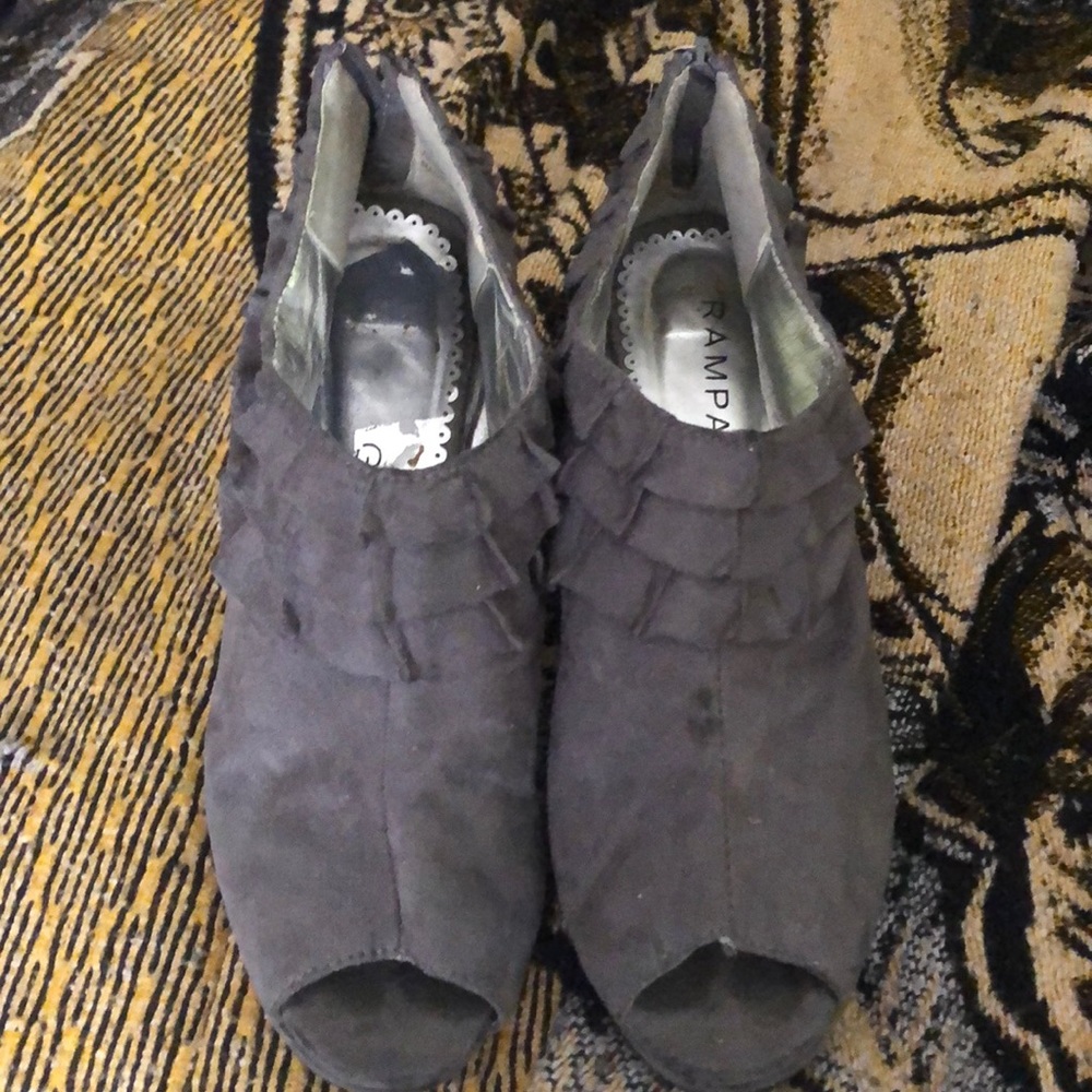 Rampage peep toe ruffled heels